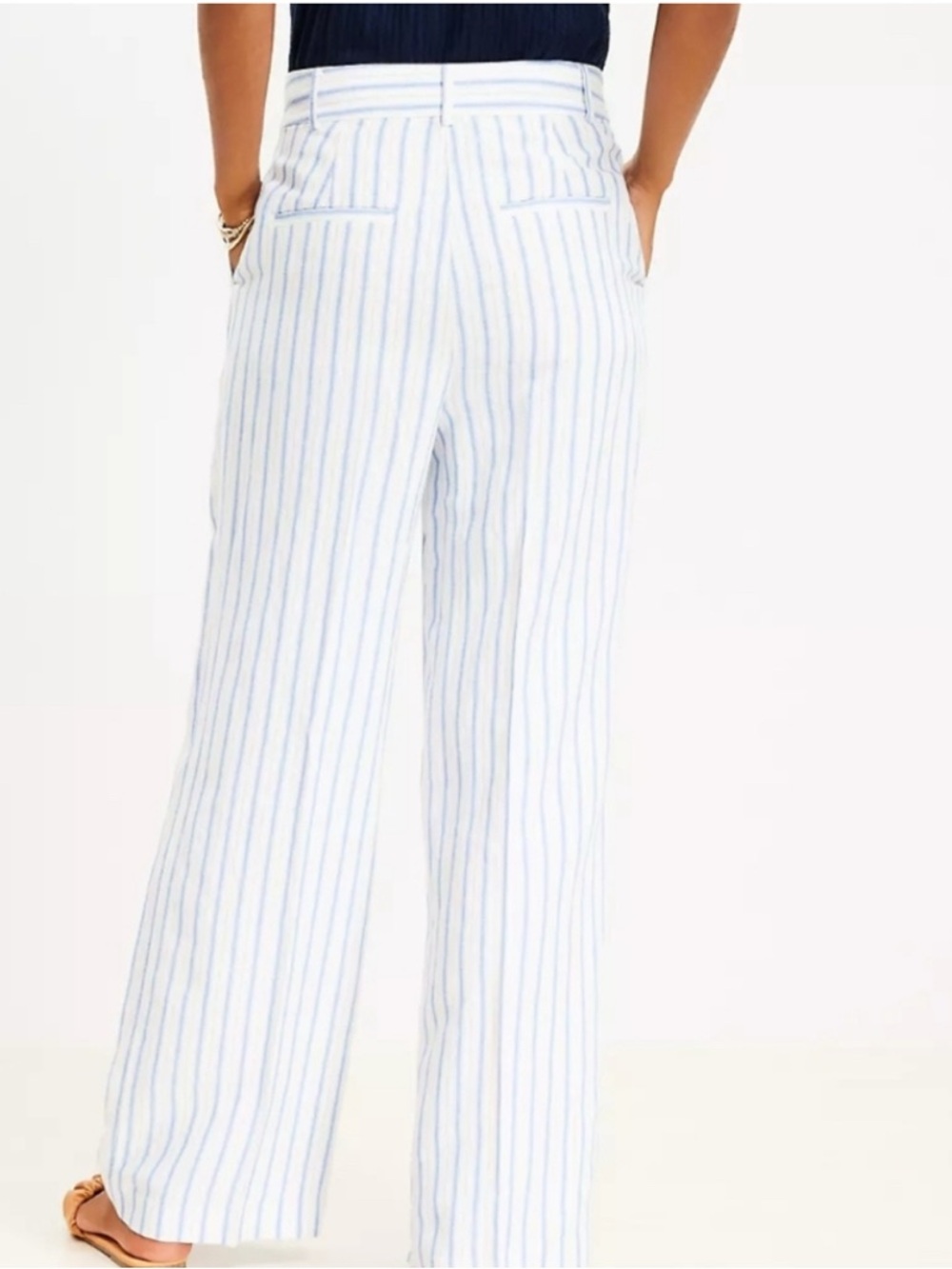 Loft Blue and White Striped Casual Pants - Lightweight Summer Bottoms